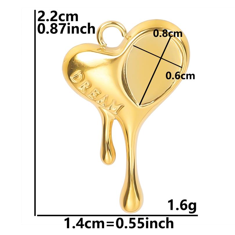 Personality 5pcs/Lot Stainless Steel Heart Pendants For Jewelry Making Supplies 18k Real Gold Plated Love Charm Pendant Findings