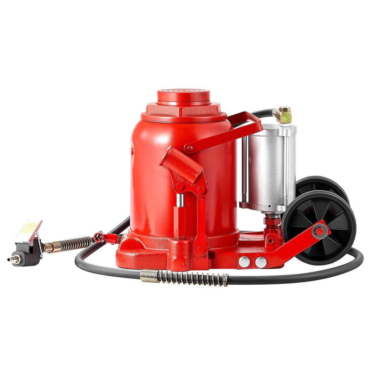 Vérin bouteille hydraulique à air, 50 tonnes (110231,5 livres) Capacité, Plage de levage 265-410 mm, Cric bouteille soudé robuste pneumatique/manuel avec pompe pour SUV,