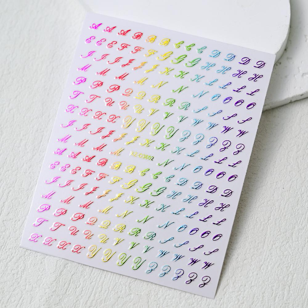 Adesivo de unha de tamanho pequeno simples com letras de luz de estrela de amor vazadas adesivo de unha autoadesivo decoração de unha