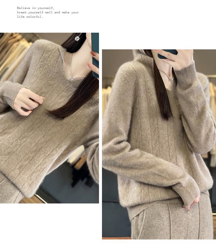 Solid Color Women's Wool Sweater: Classic Loose Fit, Cozy Autumn/Winter Wear