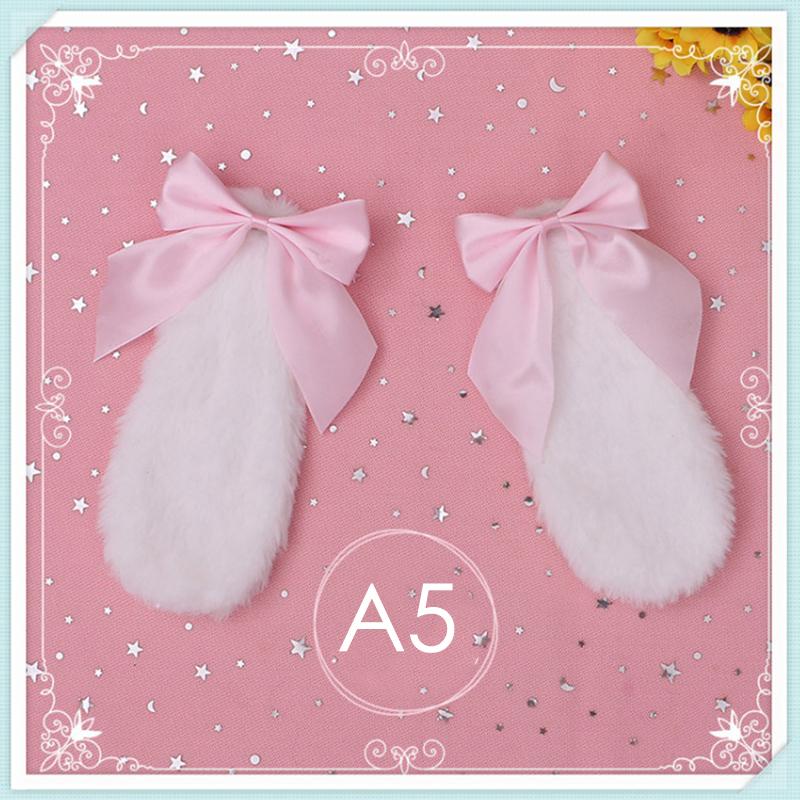 1Pair Bunny Ears Hair Clips Ribbon Bow Hair Clip Costume Headwear Cosplay