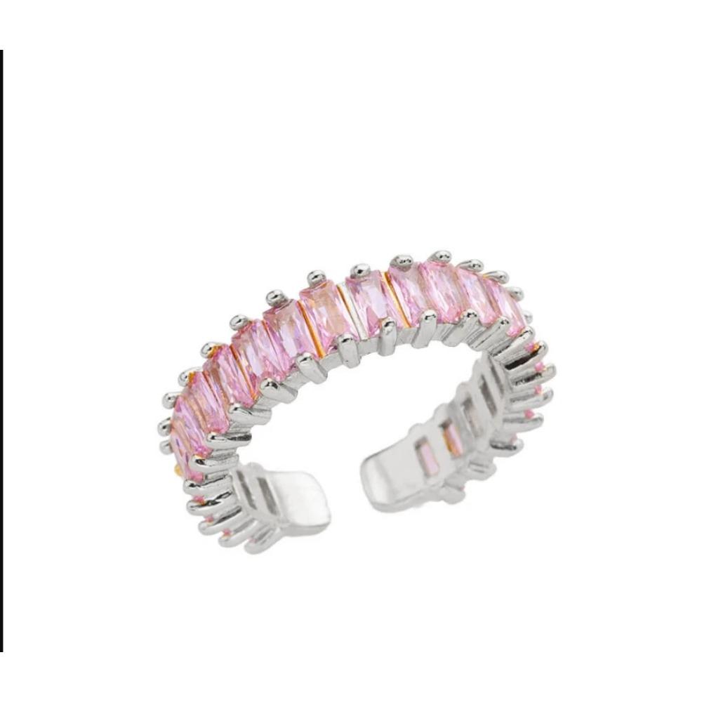 925 Sterling Silver Colored Cubic Zircon Square Rings for Women Men Gold Color Crystal Wedding Ring Luxury Jewelry Gift