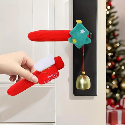 4 Christmas Door Handle Decoration Sets, Including Bells and Detachable Pendants