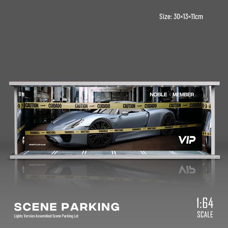 1:64 Scale Miniature Parking Garage Model with Lights and PVC Assembly