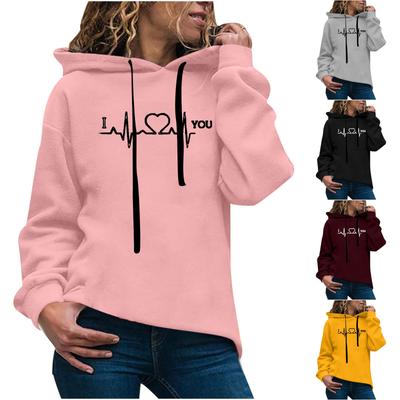 Damenmode Casual Fun Print Kapuzenpullover Lose Sportoberteile Pullover