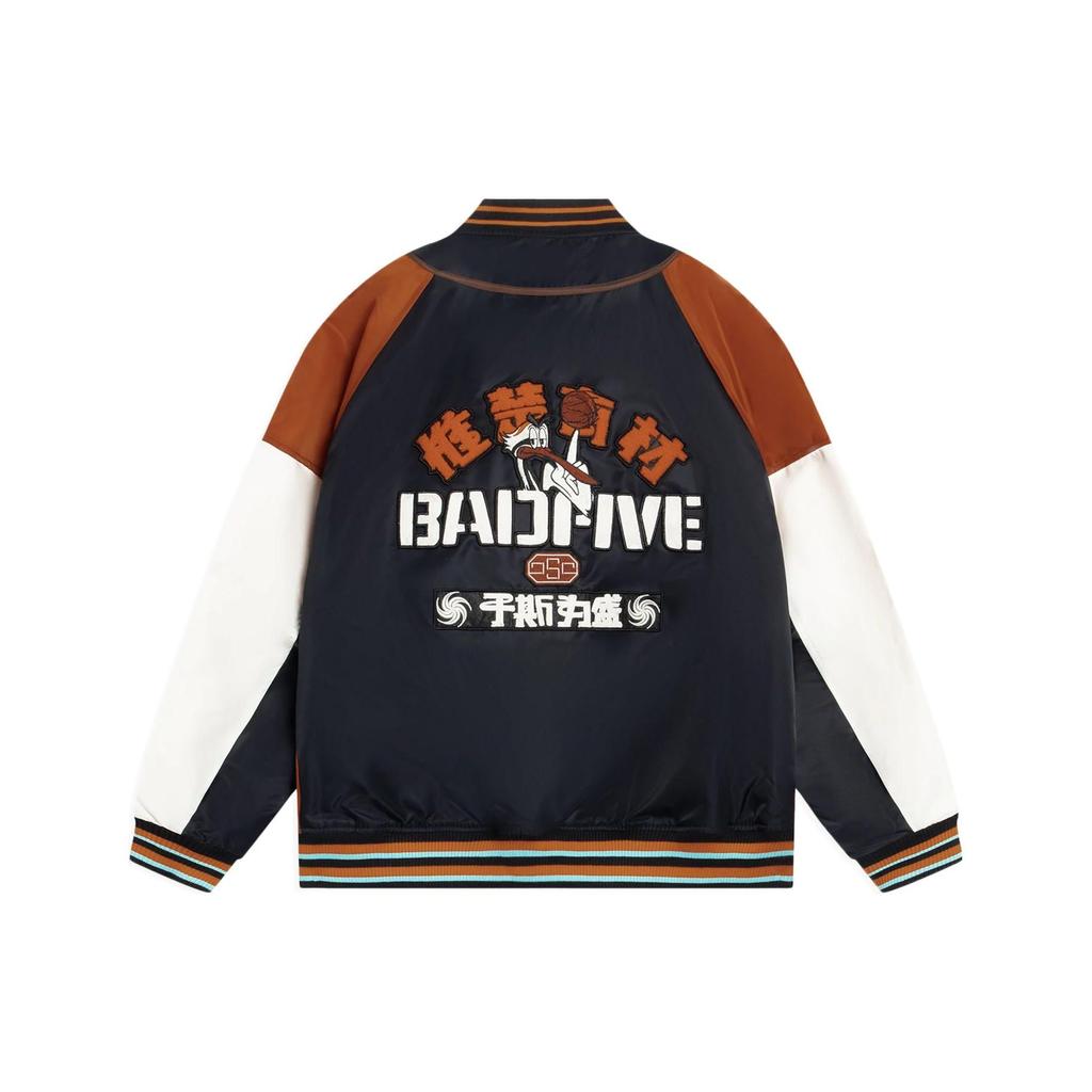 Li Ning Badfive Spliced Letter Embroidery Long Sleeve Jacket Men Jacket Tea-Red AJMS139-1