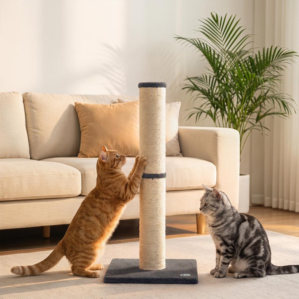 Cat Scratching Post, 80cm Tall Lightweight Claw Scratcher, Dark Grey