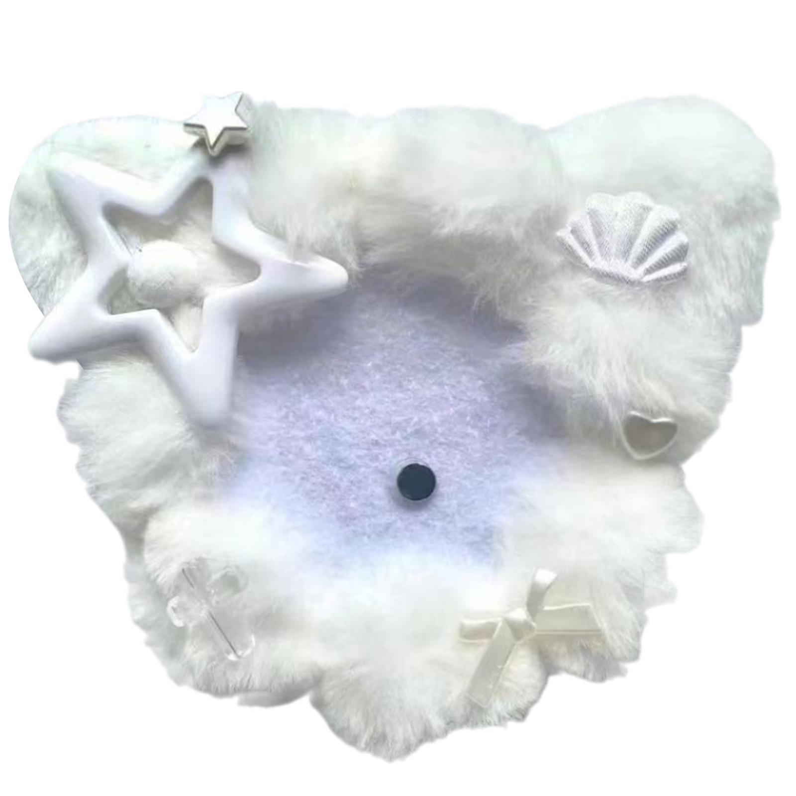 

Мультяшный держатель для бейджа с кошачьими ушками 58 мм, чехол для бейджа, плюшевый значок с кошачьими ушками, рукав для значка-булавки для женщин, студенток и любителей косплея белый