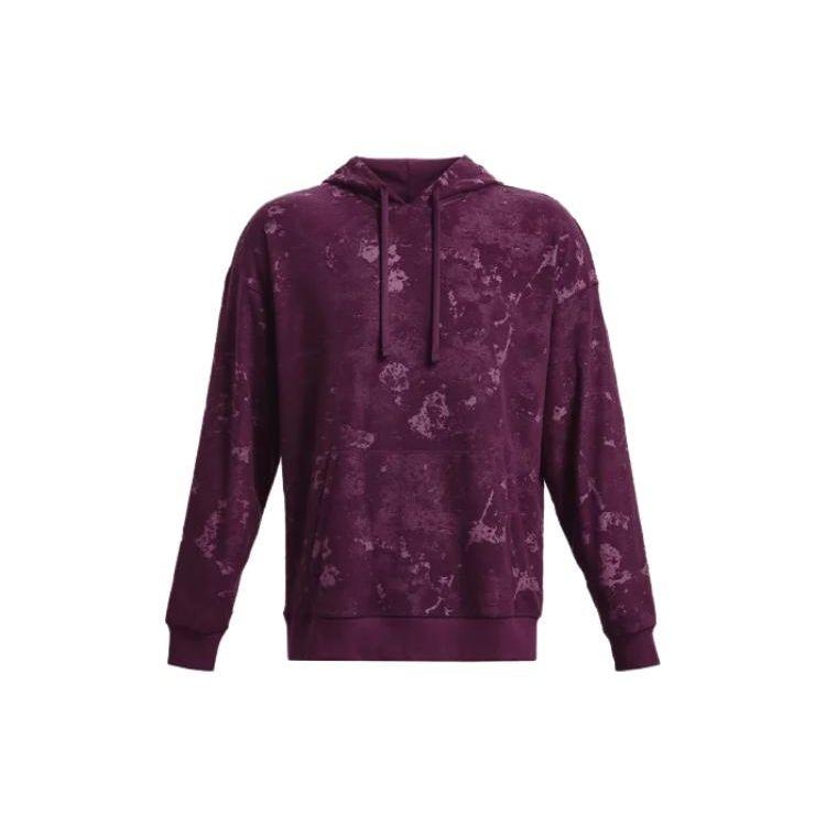 Under Armour Cotton Knit Loose Fit Long Sleeve Hoodie Men Purple 1377177-572 S