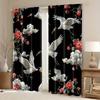 Crane Floral Pattern Curtains Polyester Fabric Suitable Bedroom Living Room Decoration Made Of Machine Washable Great Window Treatment