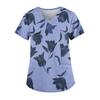 Plus Size Printed Scrub Working Uniform Tops For Women's V-Neck Short Sleeve Fun T-Shirts Workwear Tee With Pockets