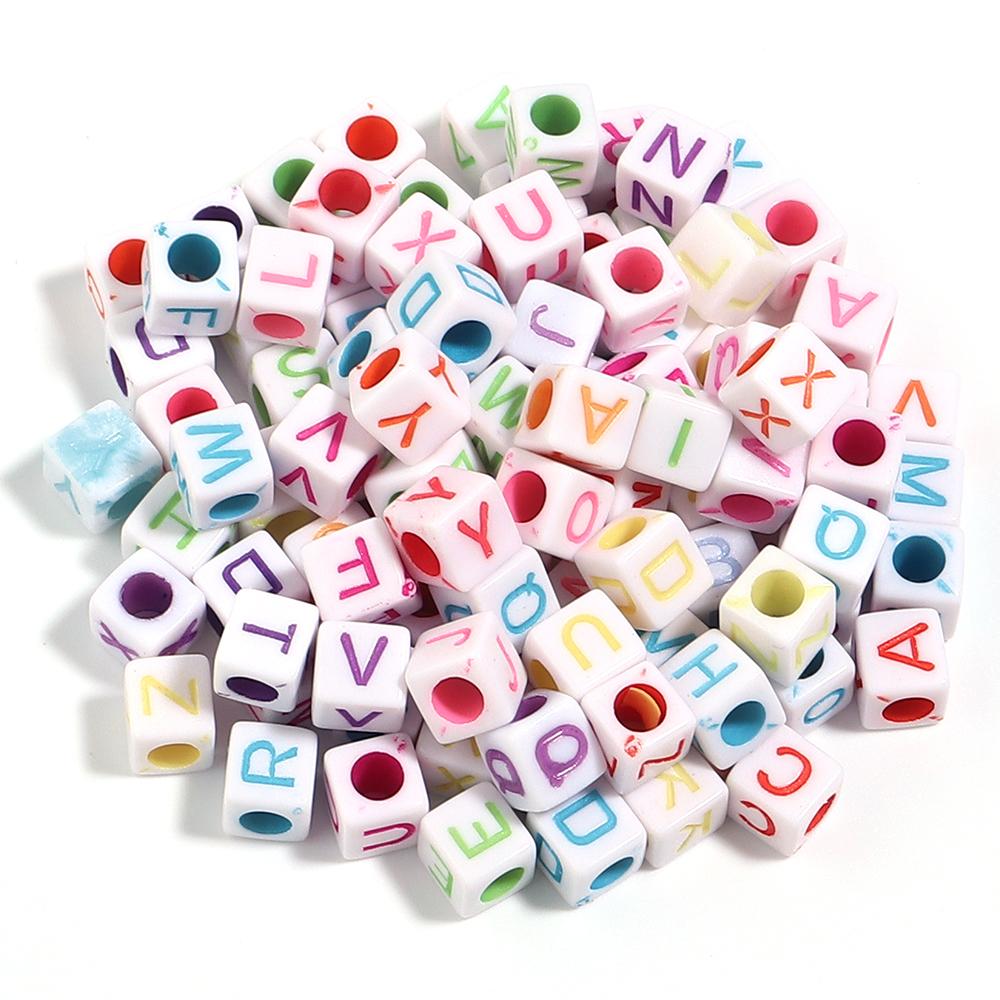 Wholesale 100Pcs 6/7/10mm Acrylic Alphabet Beads Square Shape Letters Beads For Jewelry Making DIY Crafts Bracelet Earrings