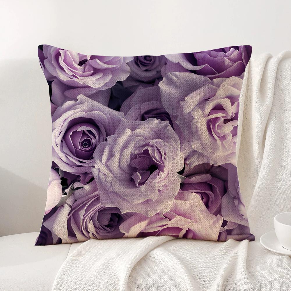 Hot Rose Cushion Cover Natural Linen Organic Fabric DoubleSided Printing Sofa Home Decor Breathable Bed Pillow