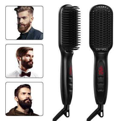 Lisseur à cheveux, peigne chauffant 230 °C, brosse à cheveux anti-brûlure, chauffage en céramique, écran LCD, double tension, fer à lisser silencieux pour barbe