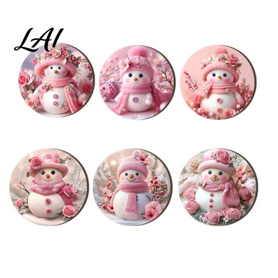 Holiday Table Decor 4/6Pcs Christmas Animal Wooden Coaster Festive Plaid Floral Round Drink Housewarming Gift Ideas Mats Decorations for Home Office