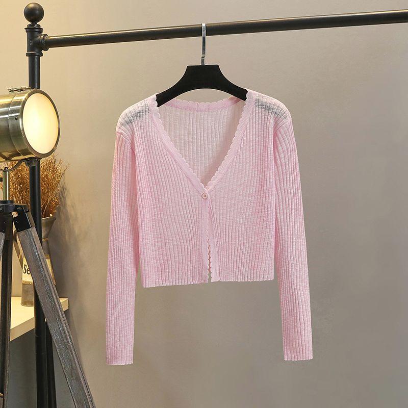 

Knitting Cardigan Women s Summer Thin Office Cardigan Short Shawl Outer Matching Halter Skirt Sun Protective Blouse Tops