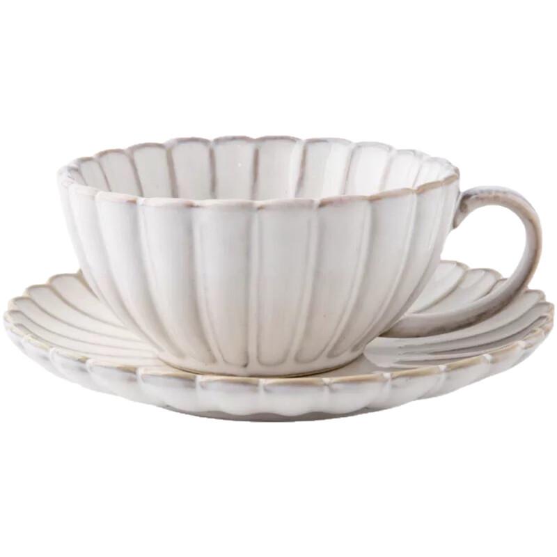 OLOEY Retro Chrysanthemum Ceramic Coffee Cup & Saucer