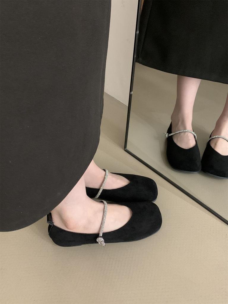 Gentle shallow mouth single shoes women's new rhinestone sparkling Mary Jane shoes grandma shoes flats