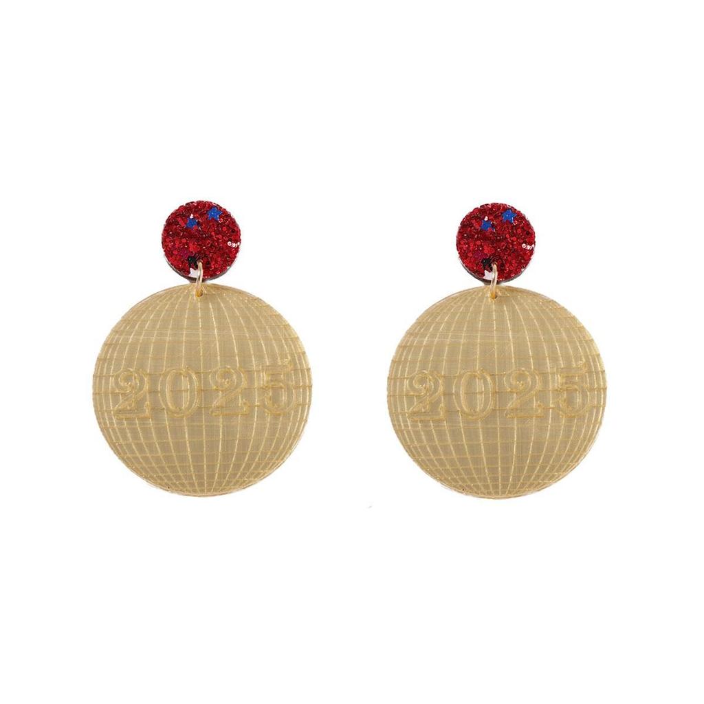 Geometric Round Acrylic Christmas Earrings