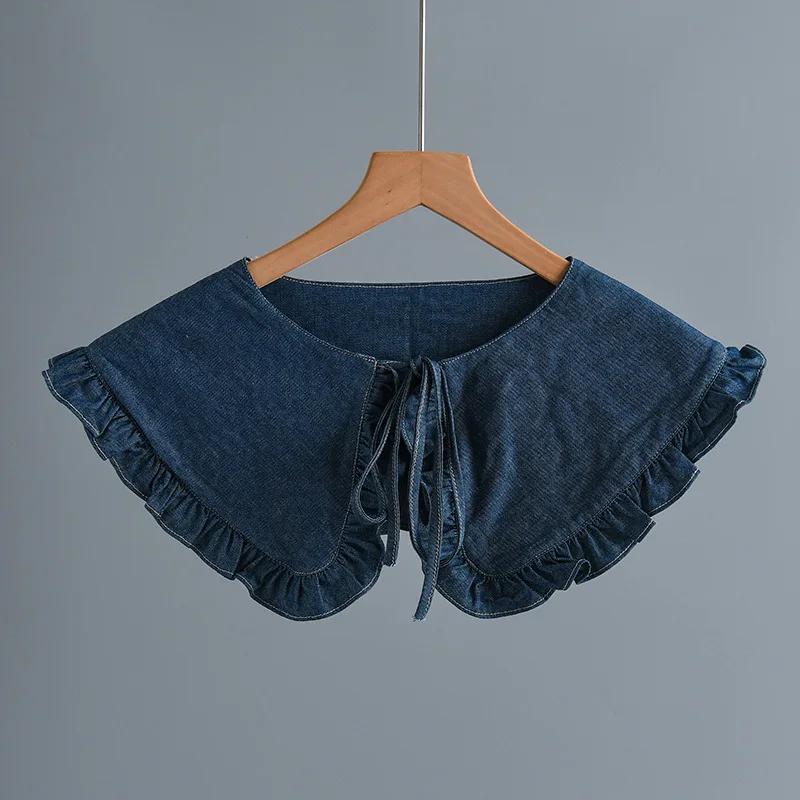 Women Denim Fake Collar Scarf Shawl Shoulders Wraps  Cape Removable Neckwear False Collar Clothing Accessories Half Tops Shawls