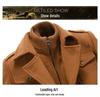 European Style Woolen Double Collar Men's Windbreaker – Vertical Zipper, Thickened Plus Size for Autumn/Winter.