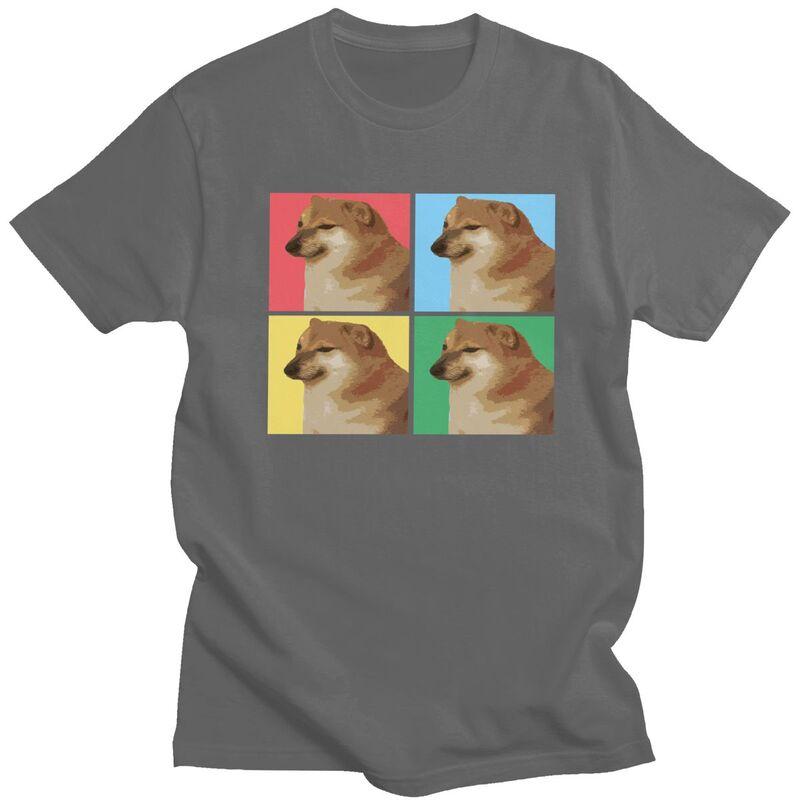 Custom Vaporwave Aesthetic Cheems T Shirts Men 100 Cotton Tees Shiba Inu Doge Meme Tshirt ShortSleeve Fashion Tshirt Clothing