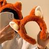 Women's Cute Fox Ear Plush Headband for Amusement Park Photos; Ideal for Autumn & Winter Face Wash; Adorable Cartoon Hair Accessory.