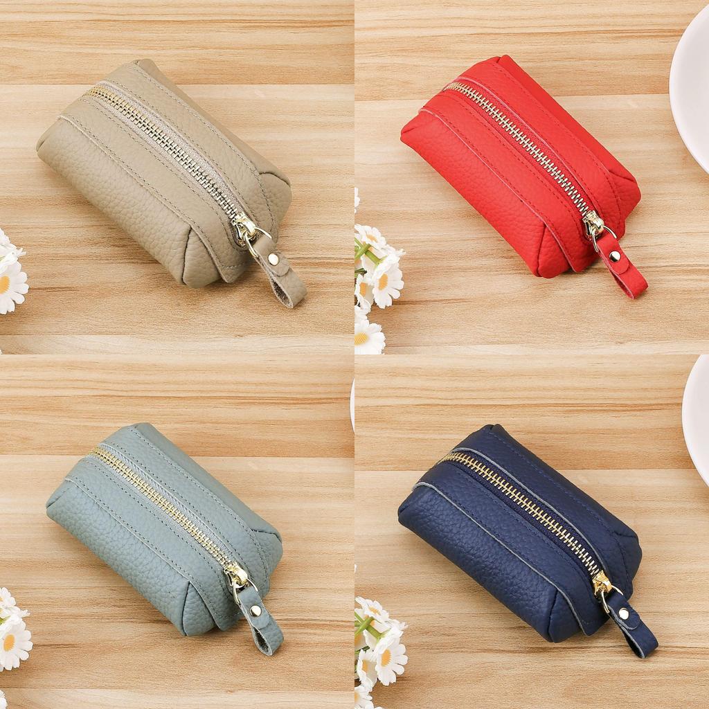 Leather Girls Mini Key Wallet With Zipper Coin Pocket For Daily Use