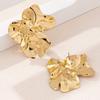 1 Pair Geometric Chic Iron Stud Earrings For Women Fashion Elegant Gold Color Floral Retro Design Earring Daily Wear Jewelry