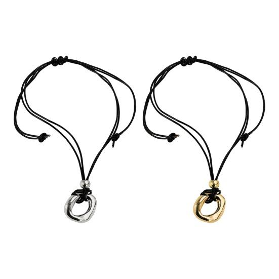 Kvinners Anheng Halskjede Fuskelskinn Justerbart Irregulært Sirkelanheng Knyttet Knute Rustfritt Polert Overflate Klubbparty Choker Hals Smykker