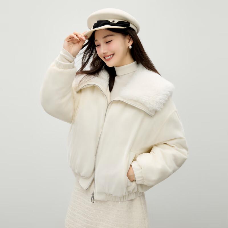 

Qiu Shui Yi Ren Women s Elegant Fur Collar Short Down Jacket S