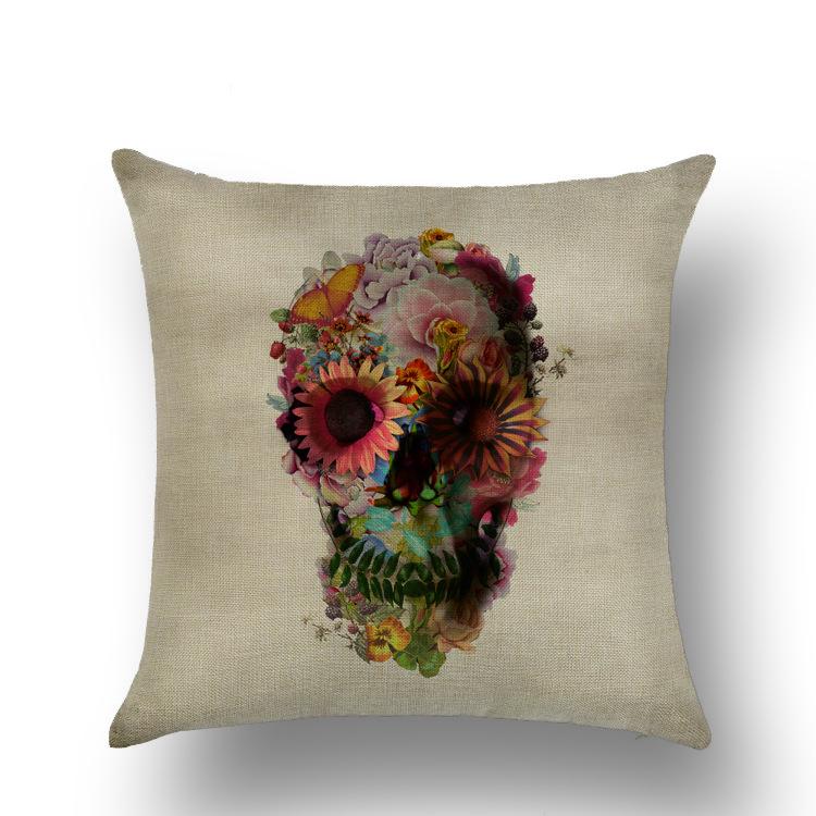 Halloween Skull Pillow Cover Funny Festival Pillow Cushion Line Pillow Cover Lazy
