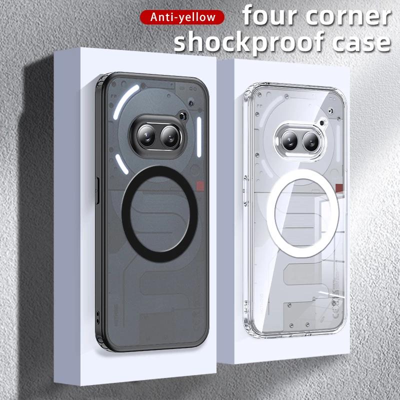 Crystal Translucent Armor Shockproof Case For Nothing Phone 2A TPU Frame Hard Plastic Magnetic Wireless Charging Back Cover