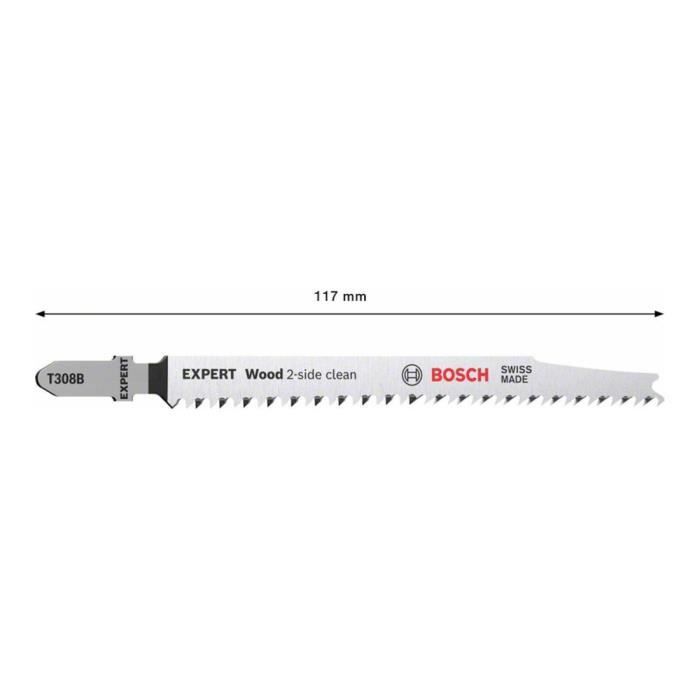 Lame de scie sauteuse - bosch - t308b - pack de 5 - acier hcs - découpe 2-side clean