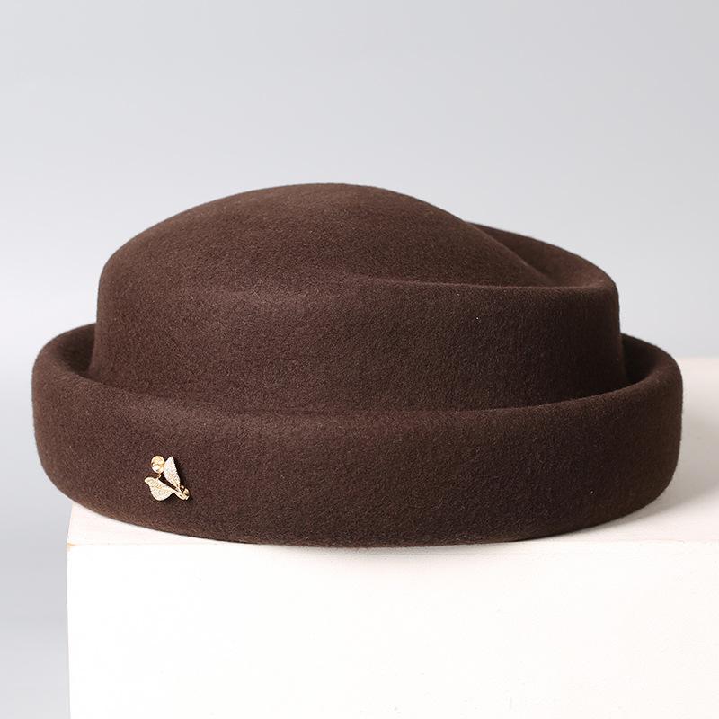 Autumn and winter new wool beret women's fashion versatile temperament elegant painter hat personalized simple small bud hat