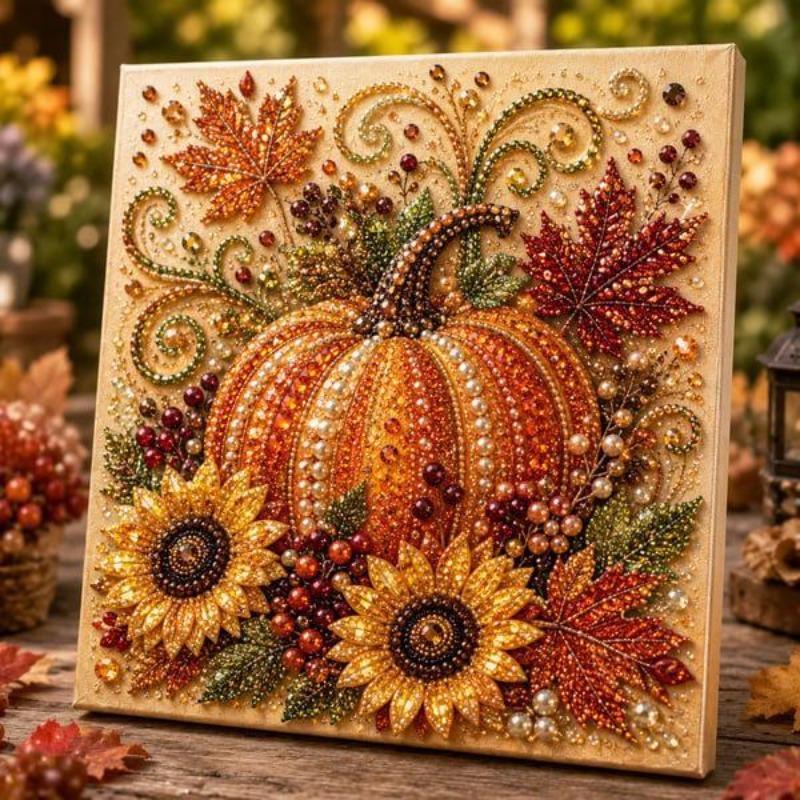 Autumn Harvest DIY Pearl Painting Kit, Squirrel Fox Diamond Painting, Handmade Home Wall Decor Ornament