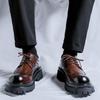 Leather shoes men's platform heightening casual shoes leather shoes casual brown groom shoes 1808-R