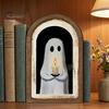 Cute Ghost Arch Shaped Sign Halloween Wall Decor, Table Sign, Vintage Framed Fall Season Decorative Accent Picture, Art for Mantel Living Room Bedroom