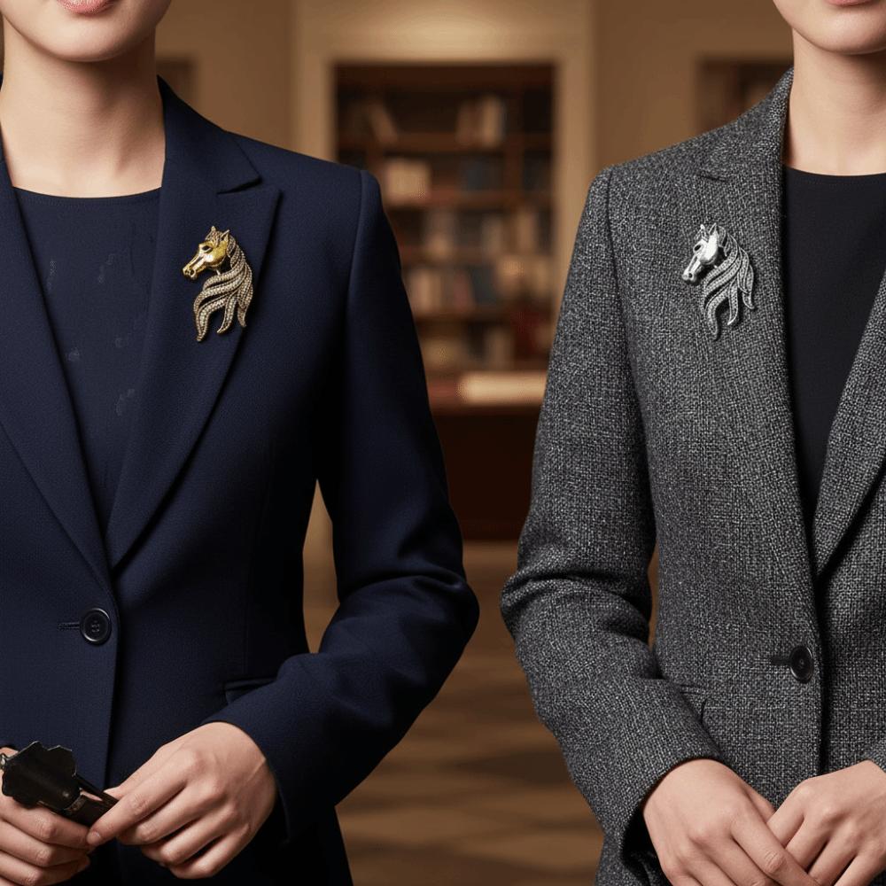 Elegant Retro Animal Brooch Crystal New Year Lapel Pin Fashion Vintage Horse Brooch  Men's Suit