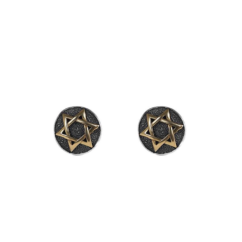 S925 Sterling Silver Vintage Six-Pointed Star Stud Earrings - Unisex, Simple & Versatile
