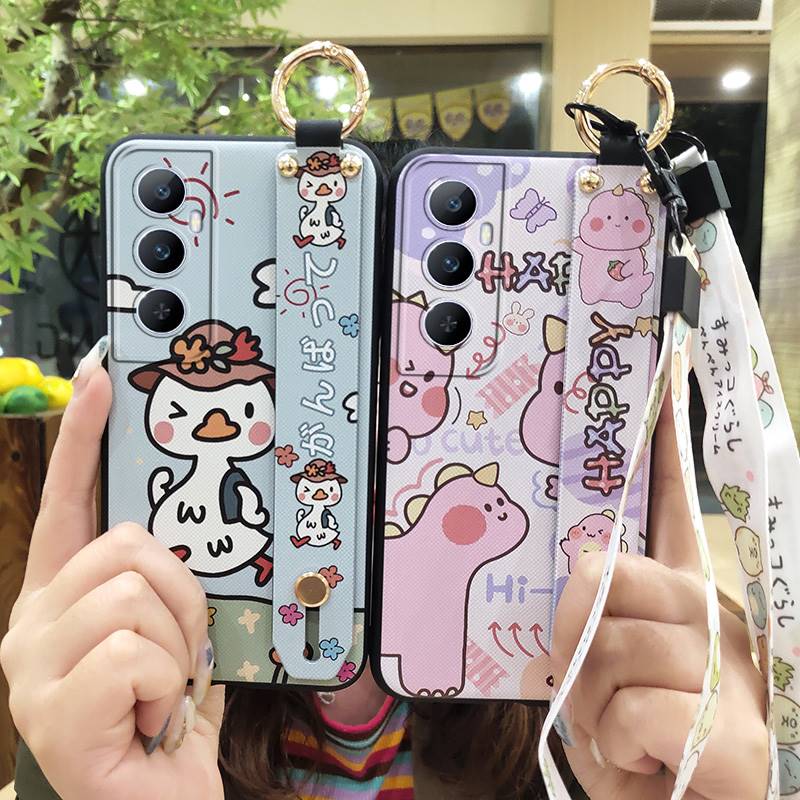 Soft case Ring Phone Case For Realme C65 Silicone Wrist Strap Phone Holder Lanyard Fashion Design Waterproof Shockproof