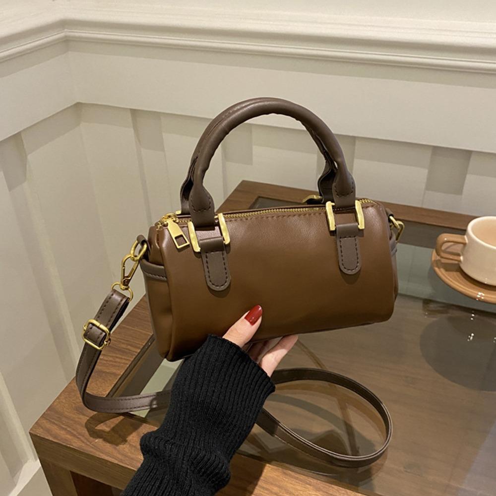 

Large Capacity Bowling Bag Elegant Women Handbags Trendy Boston Shoulder Bag Women кофейный