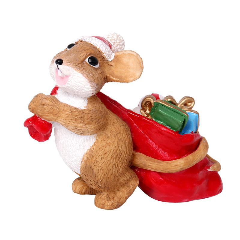 Cute Painted Mouse Christmas Decor, Resin Desktop Garden Ornaments, Festive Figurine for Home Shelf Display