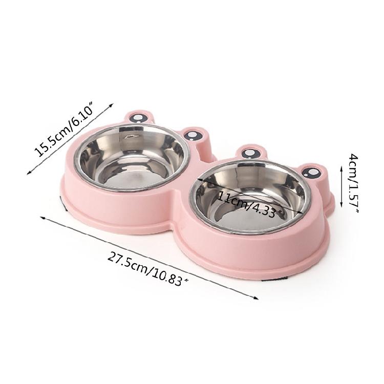 Double Dog Bowls Stainless Steel Pet Bowl Food Water Feeder for Cats Small Dogs