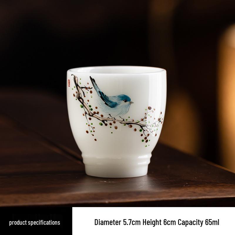 Hand-Painted Jade Gongfu Tea Cup Set with Overglaze Design – Ceramics for Tea Tasting & Gift Box Included