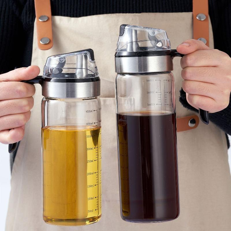Cooking Oil Bottle High Borosilicate Glass Dispenser With Scale Quantitative Sauce Vinegar Cooking Kitchen Supplies