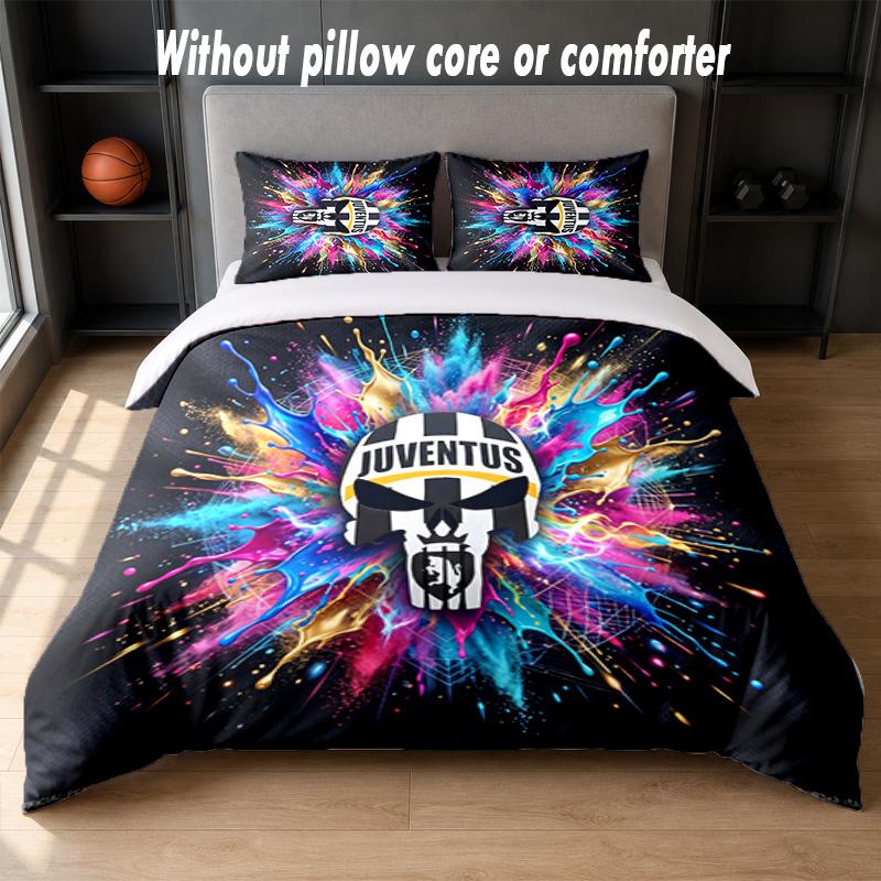 Set Biancheria da Letto Juventus FC Design 1 Copripiumino + 2 Federe Morbido Traspirante Biancheria da Letto per la Casa