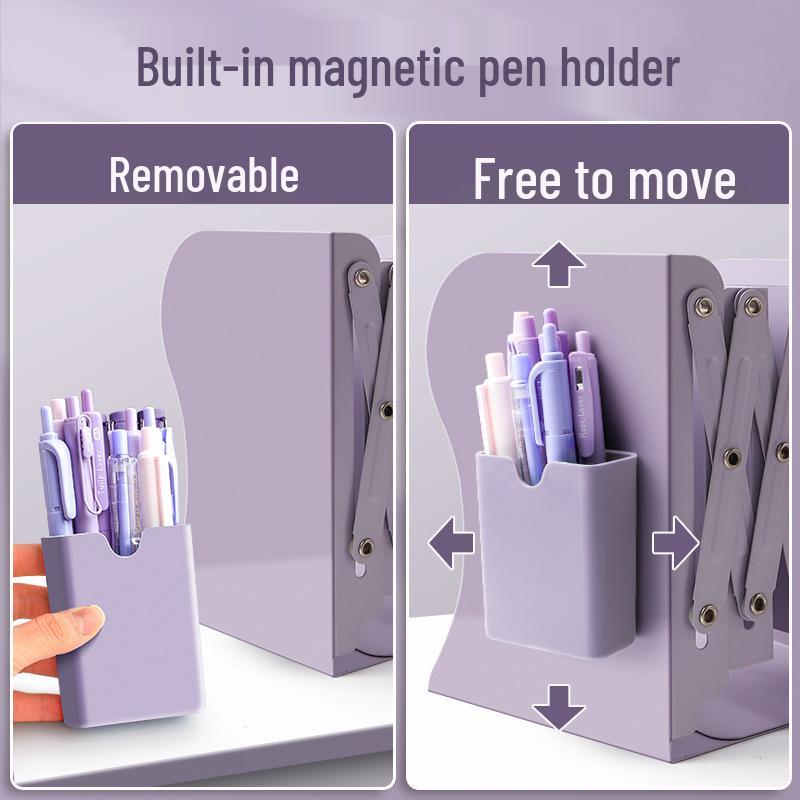 Zásuvný stolní regál na knihy s držákem na tužky a děličem knih pro studenty