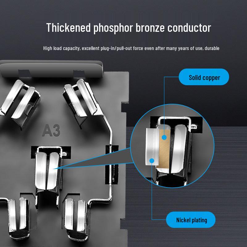 Compact National Standard 2-Pin & 3-Pin 5-Hole Desktop Power Socket Module