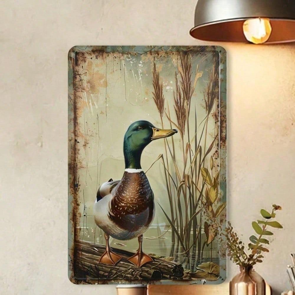 

Vintage Metal Tin Sign 20x30cm Rustic Mallard Duck Wall Art for Home Office Bar Cafe Decor 20x30cm